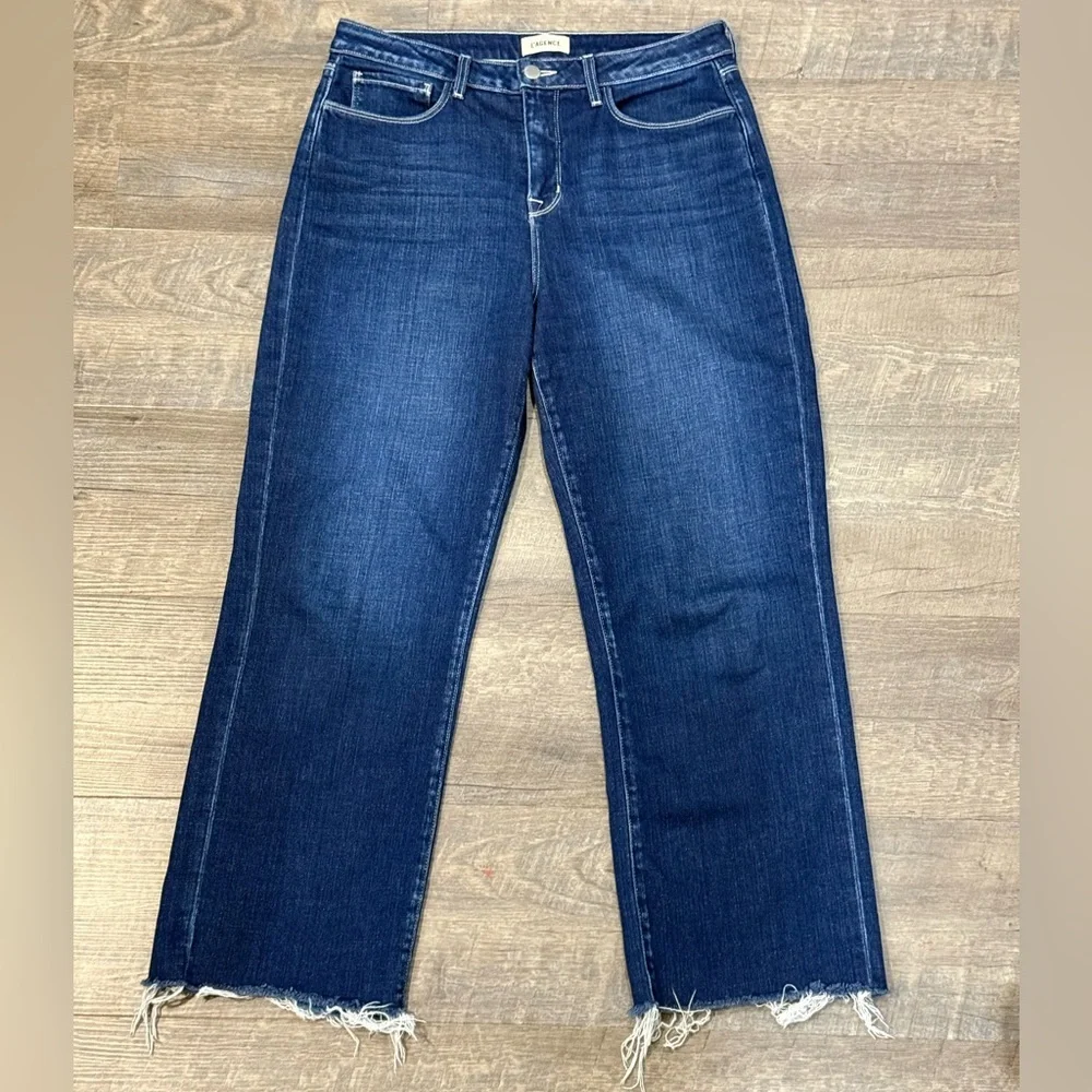 L'AGENCE Womens High-Rise Wide-Leg Cropped Jeans Size 29 Stretch